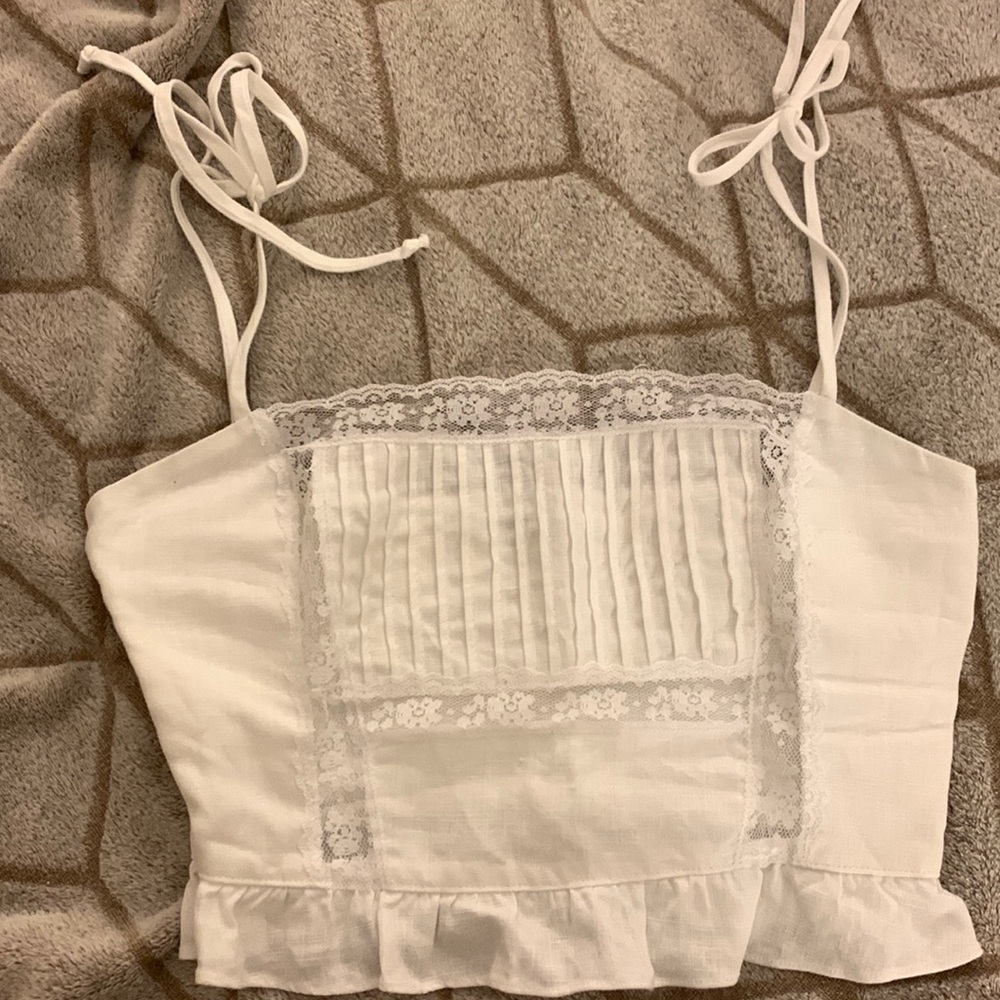 Reformation Mason Lace Linen Top Tank